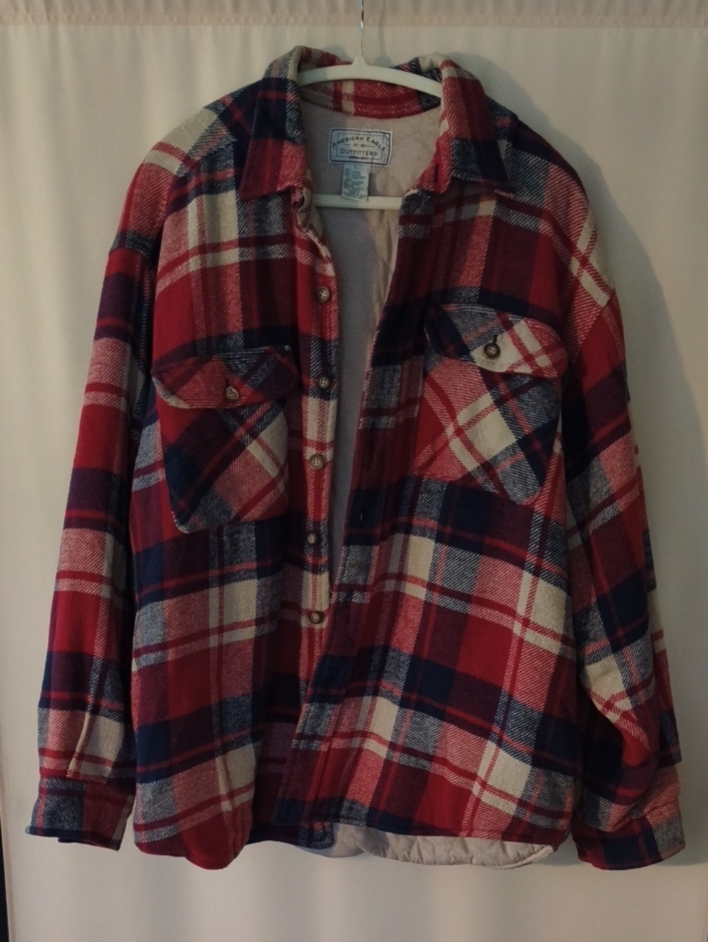 American Eagle Outfitters Plaid Shacket with Quilted Lining Size L